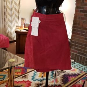 Vintage Suede/ leather skirt dark red new condition xl xxl